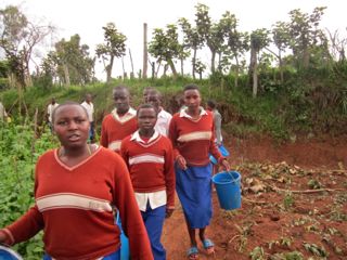 School Children walking to get water